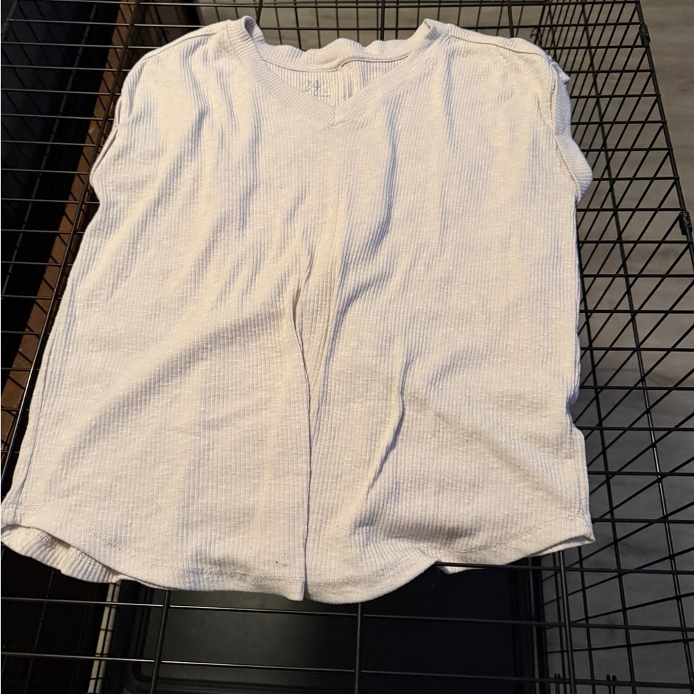 Classic White Ribbed Short Sleeve Top